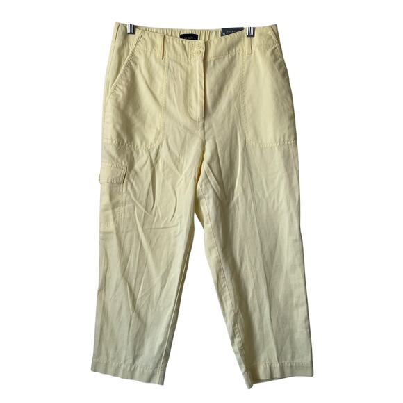 Talbots Super Soft Cargo Pant High Waist Straight Leg Cropped in Yellow Sz 8P - Picture 1 of 6